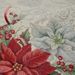 Gobelin karácsonyi asztali futó fényes fonallal Natúr/piros 45x140 cm +/-5%