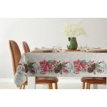 Gobelin karácsonyi asztali futó fényes fonallal Natúr/piros 45x140 cm +/-5%