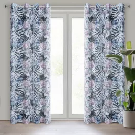 Malibu mintás dekor függöny Fehér/lila 140x250 cm