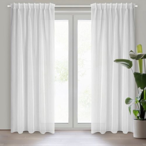 Simone fényáteresztő függöny sima voile anyagból mennyezeti sínhez Fehér 140x300 cm