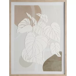   Növényi motívumot ábrázoló kézzel festett falikép 602 Fehér/bézs 45x60 cm