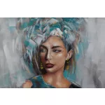 Női portrét ábrázoló kézzel festett falikép 604 Szürke 80x120 cm
