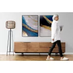 Absztrakt falikép 605b Fehér/sötétkék kerettel 60x90 cm
