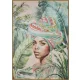 Női portrét ábrázoló kézzel festett falikép kerettel 607 Zöld 70x100 cm