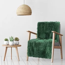   Tifany szőrme hatású karosszék takaró Sötétzöld 70x160 cm