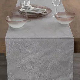   Isla banánlevél mintás jacquard asztali futó Ezüst 40x140 cm