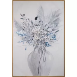   Virágos növényt ábrázoló kézzel festett falikép 614 Fehér 80x120 cm