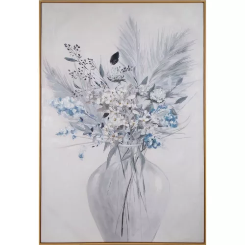 Virágos növényt ábrázoló kézzel festett falikép 614 Fehér 80x120 cm