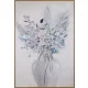 Virágos növényt ábrázoló kézzel festett falikép 614 Fehér 80x120 cm