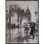 Az ernyő kézzel festett falikép keretben 625 Fekete/fehér 60x80 cm