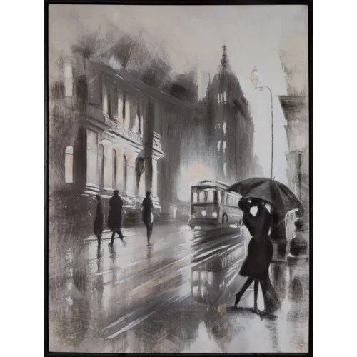 Az ernyő kézzel festett falikép keretben 625 Fekete/fehér 60x80 cm