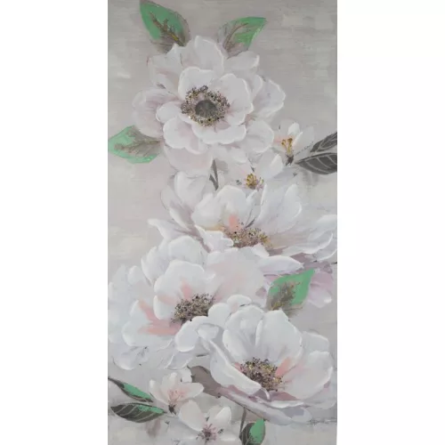 Virágos növényt ábrázoló kézzel festett falikép 626 Bézs 60x120 cm