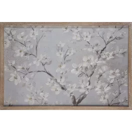   Virágos növényt ábrázoló kézzel festett falikép kerettel 628b Bézs 40x60 cm
