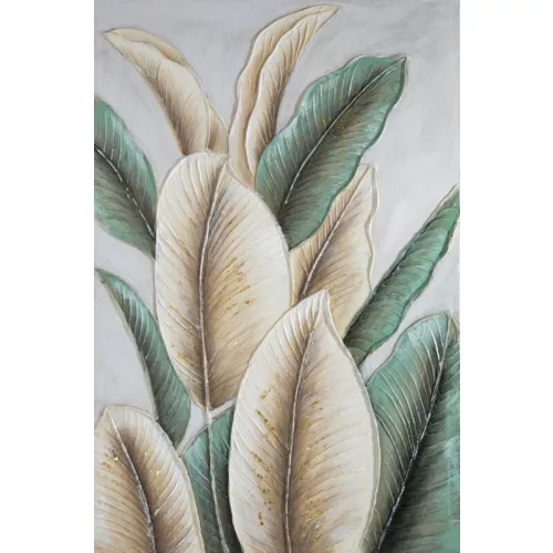 Növényi motívumot ábrázoló kézzel festett falikép 629 Bézs 60x90x3 cm
