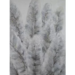   Növényi motívumot ábrázoló kézzel festett falikép 630 Szürke 90x120 cm