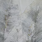 Növényi motívumot ábrázoló kézzel festett falikép 630 Szürke 90x120 cm