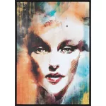 Női portrét ábrázoló kézzel festett falikép 637a kerettel Narancssárga 50x70 cm