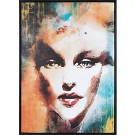   Női portrét ábrázoló kézzel festett falikép 637a kerettel Narancssárga 50x70 cm