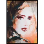 Női portrét ábrázoló kézzel festett falikép 637b kerettel Narancssárga 50x70 cm