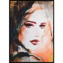   Női portrét ábrázoló kézzel festett falikép 637b kerettel Narancssárga 50x70 cm