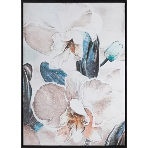 Orchidea kézzel festett falikép 638a kerettel Bézs 50x70 cm