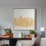 Absztrakt falikép 643 kerettel Fehér/arany 80x80 cm