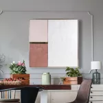 Absztrakt falikép 645a kerettel Fehér/rózsaszín 80x80 cm