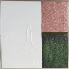   Absztrakt falikép 645b kerettel Fehér/rózsaszín/zöld 80x80 cm