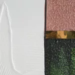 Absztrakt falikép 645b kerettel Fehér/rózsaszín/zöld 80x80 cm