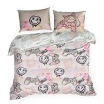 Gamer gyermek pamut ágyneműhuzat Fehér/rózsaszín 140x200 cm - 70x80 cm 1db