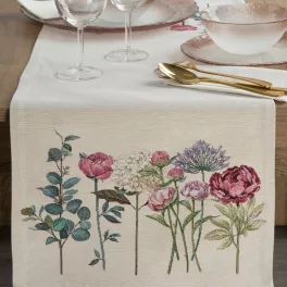   Gobelin asztali futó nyári virágok motívumával Natúr 40x100 cm +/-5%