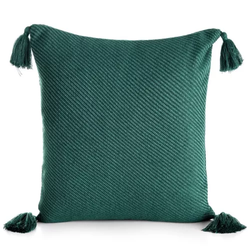 Poly pompon párnahuzat Sötétzöld 45x45 cm