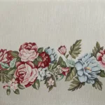 Gobelin terítő zsenília fonalból piros és kék virágokkal Natúr 140x180 cm