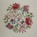 Egzotikus virágmintás gobelin asztalterítő zsenília fonalból Natúr 140x180 cm +/-5%