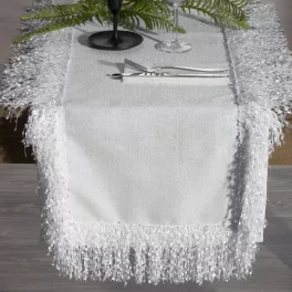 Tina prémium terítő bolyhos rojtokkal Fehér 40x140 cm