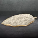 Moli2 levél formájú dísztál Arany 29x16x3 cm