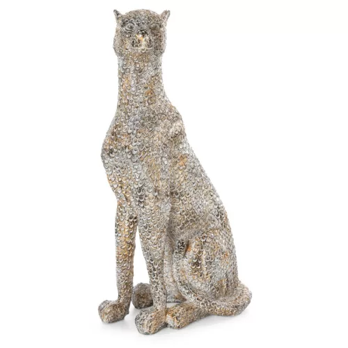 Bary párduc figura Acélszürke 12x8x24 cm