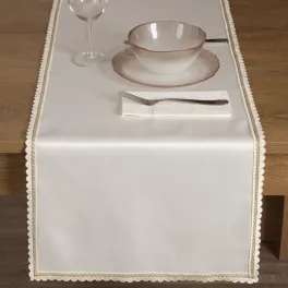   Lace csipkés peremű elegáns asztalterítő Krémszín 40x140 cm