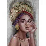 Női alakot ábrázoló kézzel festett falikép 648 Barna 70x100x3 cm