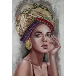   Női alakot ábrázoló kézzel festett falikép 648 Barna 70x100x3 cm
