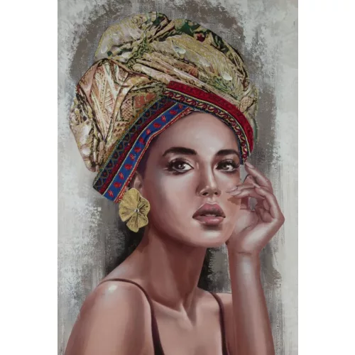 Női alakot ábrázoló kézzel festett falikép 648 Barna 70x100x3 cm