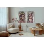 Női alakot ábrázoló kézzel festett falikép 648 Barna 70x100x3 cm
