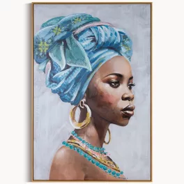   Női alakot ábrázoló kézzel festett falikép 659 Szürke 80x120x3 cm - 5 cm