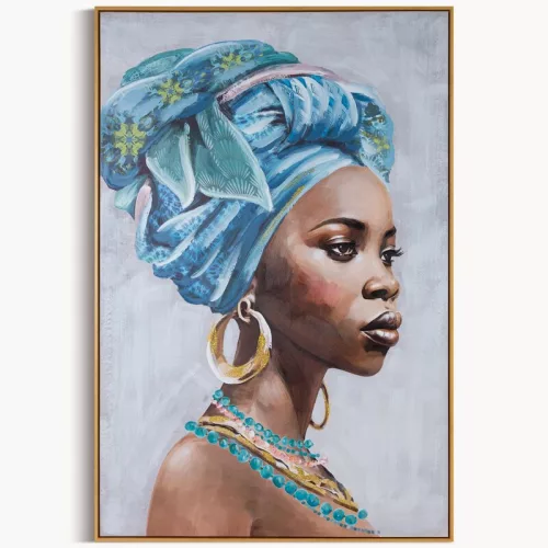 Női alakot ábrázoló kézzel festett falikép 659 Szürke 80x120x3 cm - 5 cm
