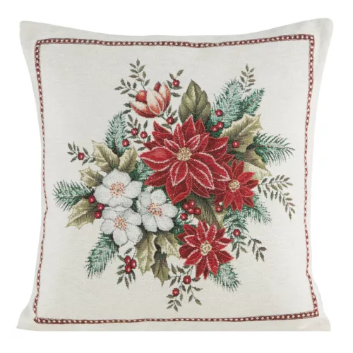 Gobelin karácsonyi párnahuzat zsenília fonalból 481 Piros 45x45 cm - 5 cm