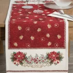 Karácsonyi gobelin asztali futó zsenília fonalból Piros 40x100 cm +/-5%
