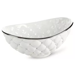 Adore steppelt hatású kerámia tál Fehér 35x22x15 cm