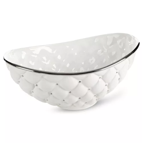 Adore steppelt hatású kerámia tál Fehér 35x22x15 cm