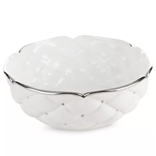 Adore steppelt hatású kerámia tál Fehér 30x30x11 cm