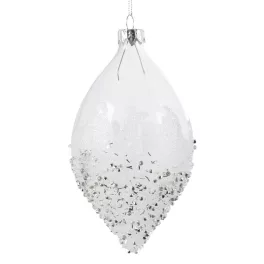 Üveg karácsonyfadísz sz559 Fehér 8x16 cm